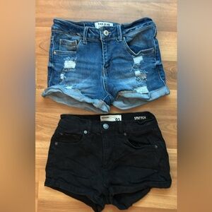Denim and Black Women's Shorts Set